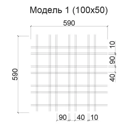 Грильято Нестандартная ячейка Модель 1 ячейка 100х50мм, белый матовый, высота 50 мм, ширина 10 мм