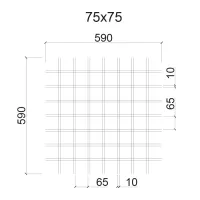 Грильято ячейка 75x75, высота 40 мм, ширина 10 мм, металлик матовый