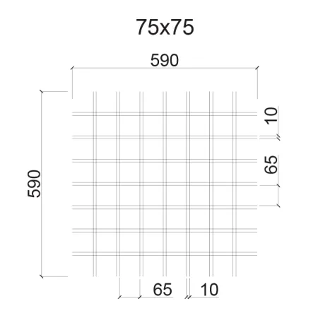 Грильято ячейка 75x75, высота 40 мм, ширина 10 мм, белый матовый