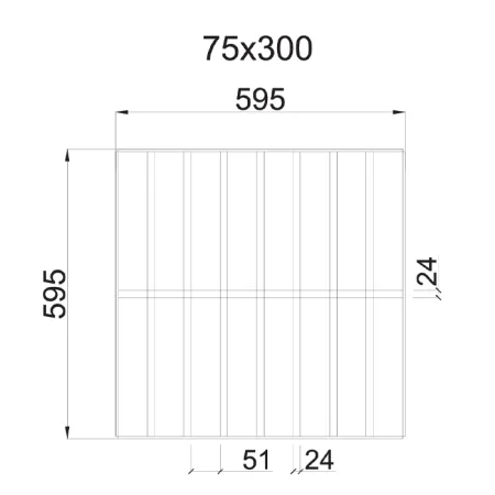 Грильято GL-24 Жалюзи ячейка 75x300, высота 34 мм, ширина 24 мм, металлик