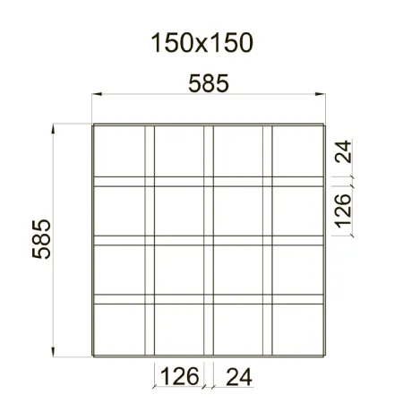 Грильято GL-24 ячейка 150x150, высота 34 мм, ширина 24 мм, сепер-хром