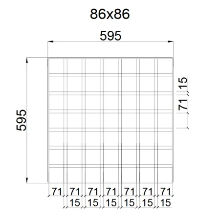 Грильято GL-15 ячейка 86x86, высота 47 мм, ширина 15 мм, супер-хром
