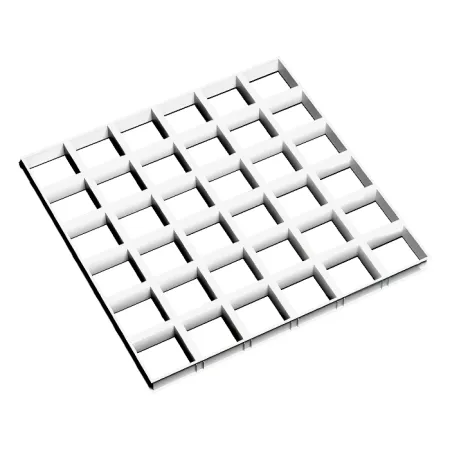 Грильято GL-24 ячейка 100x100, высота 34 мм, ширина 24 мм, сепер-хром