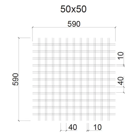 Грильято ячейка 50х50, высота 30 мм, ширина 10 мм, белый матовый