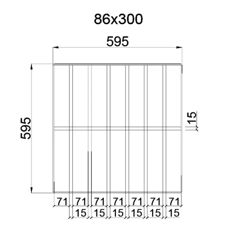 Грильято GL-15 Жалюзи ячейка 86x300, высота 37 мм, ширина 15 мм, металлик