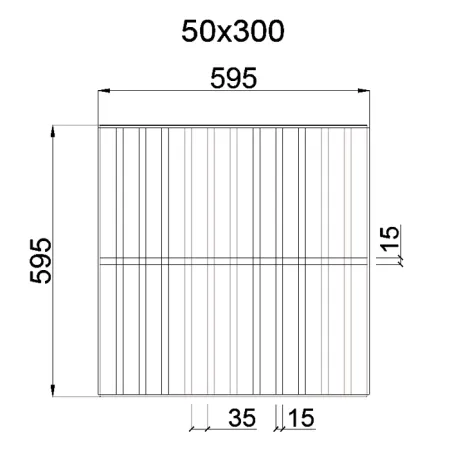 Грильято GL-15 Жалюзи ячейка 50x300, высота 37 мм, ширина 15 мм, белый матовый