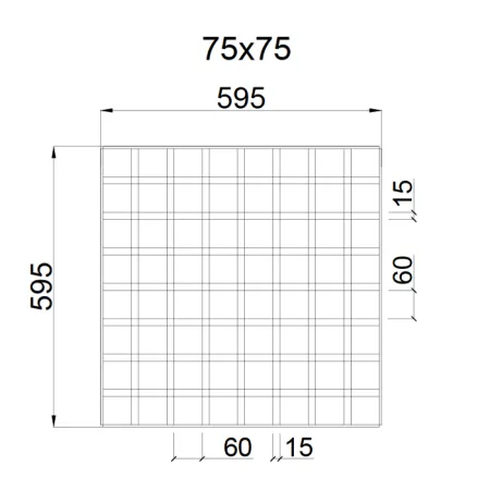 Грильято GL-15 ячейка 75x75, высота 47 мм, ширина 15 мм, супер-хром