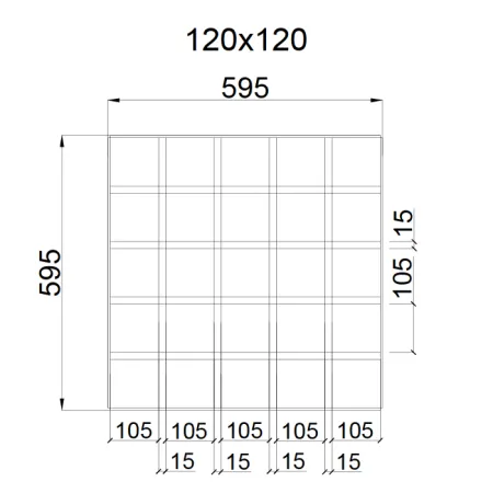 Грильято GL-15 ячейка 120x120, высота 37 мм, ширина 15 мм, черный оцинк