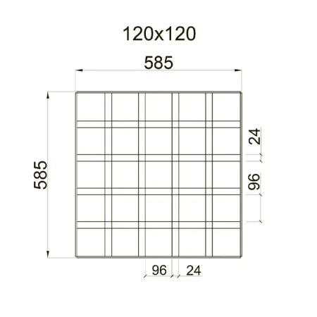 Грильято GL-24 PRIM ячейка 120x120, высота 34 мм, ширина 24 мм, металлик