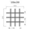 Грильято Пирамидальный ячейка 150х150мм, металлик матовый, высота 35 мм, ширина 10 мм