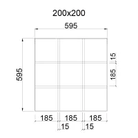 Грильято GL-15 ячейка 200x200, высота 37 мм, ширина 15 мм, графит матовый