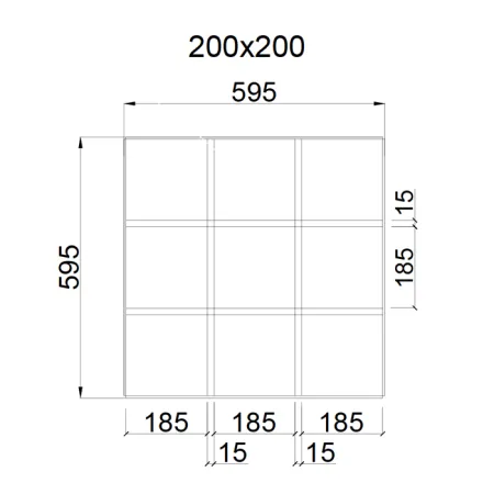 Грильято GL-15 ячейка 200x200, высота 47 мм, ширина 15 мм, супер-хром