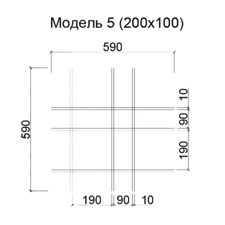 Грильято Нестандартная ячейка Модель 5 ячейка 200х100мм, супер-хром, высота 50 мм, ширина 10 мм