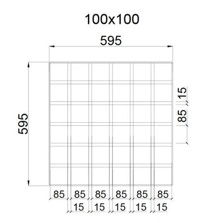 Грильято GL-15 ячейка 100x100, высота 37 мм, ширина 15 мм, супер-хром