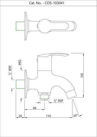 Двухходовой кран с фланцем Essco Cosmo COS-CHR-103041 Хром