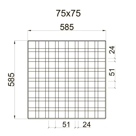 Грильято GL-24 ячейка 75x75, высота 34 мм, ширина 24 мм, металлик матовый