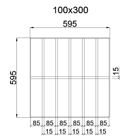 Грильято GL-15 Жалюзи ячейка 100x300, высота 47 мм, ширина 15 мм, черный