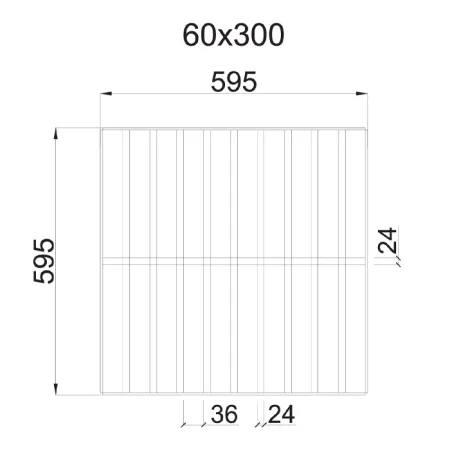 Грильято GL-24 Жалюзи ячейка 60x300, высота 34 мм, ширина 24 мм, металлик матовый