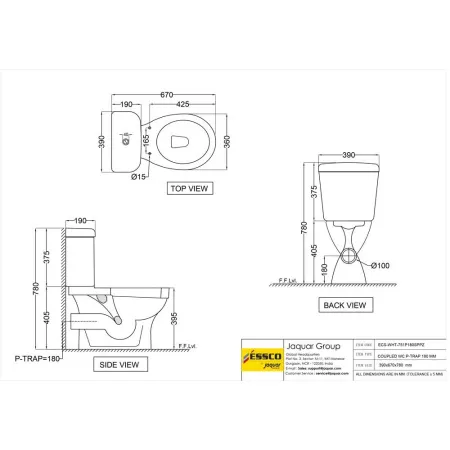 Унитаз напольный Essco Elements ECS-WHT-751P180SPPZ Белый с бочком