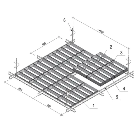 Грильято GL-24 Жалюзи ячейка 60x300, высота 34 мм, ширина 24 мм, металлик матовый
