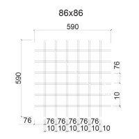 Грильято ячейка 86x86, высота 30 мм, ширина 10 мм, металлик матовый
