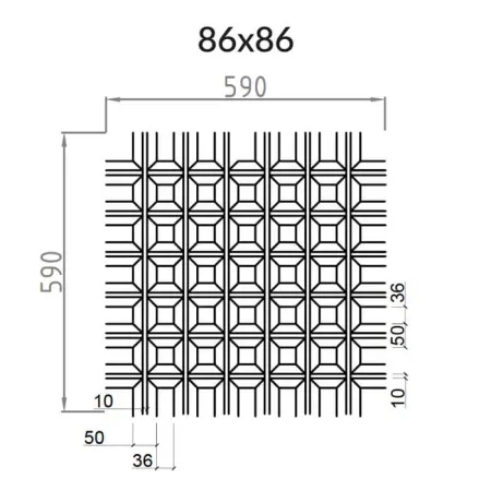 Грильято Пирамидальный ячейка 86х86мм, суперхром, высота 42.5 мм, ширина 10 мм