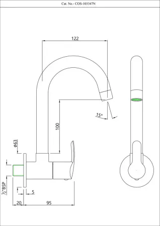Кран для раковины в кухню Essco Cosmo COS-CHR-103347N Хром