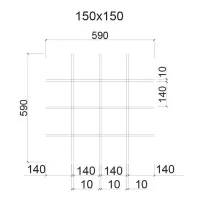Грильято ячейка 150x150, высота 40 мм, ширина 10 мм, белый матовый