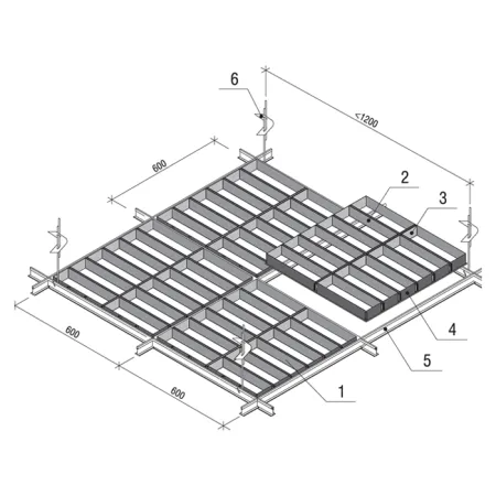 Грильято GL-15 Жалюзи ячейка 50x300, высота 37 мм, ширина 15 мм, белый матовый