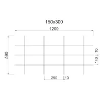 Грильято Жалюзи ячейка 300x150 мм, белый матовый, высота 30 / 50 мм, ширина 10 мм
