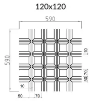 Грильято Пирамидальный ячейка 120х120мм, металлик, высота 42.5 мм, ширина 10 мм