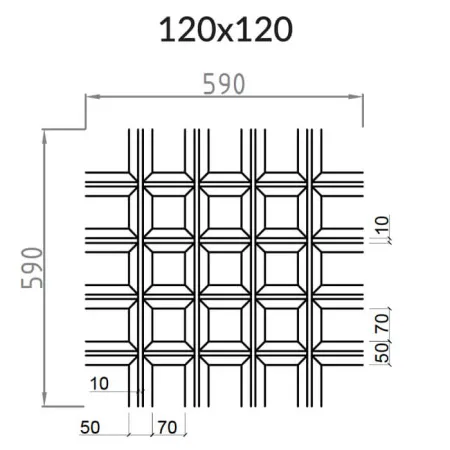 Грильято Пирамидальный ячейка 120х120мм, черный, высота 42.5 мм, ширина 10 мм