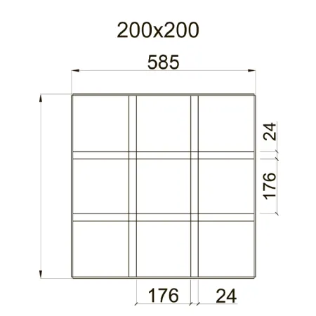 Грильято GL-24 ячейка 200x200, высота 34 мм, ширина 24 мм, окраска по RAL
