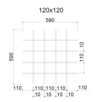 Грильято ячейка 120x120, высота 50 мм, ширина 10 мм, металлик матовый