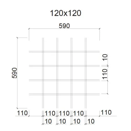 Грильято ячейка 120x120, высота 50 мм, ширина 10 мм, черный