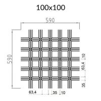 Грильято Пирамидальный ячейка 100х100мм, черный, высота 35 мм, ширина 10 мм