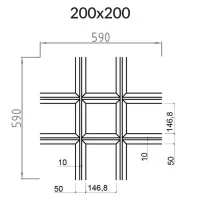 Грильято Пирамидальный ячейка 200х200мм, черный, высота 42.5 мм, ширина 10 мм