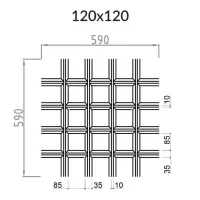 Грильято Пирамидальный ячейка 120х120мм, металлик матовый, высота 35 мм, ширина 10 мм