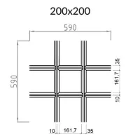 Грильято Пирамидальный ячейка 200х200мм, металлик матовый, высота 42.5 мм, ширина 10 мм