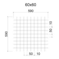 Грильято ячейка 60х60, высота 50 мм, ширина 10 мм, металлик