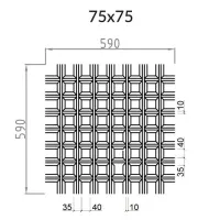 Грильято Пирамидальный ячейка 75х75мм, белый матовый, высота 35 мм, ширина 10 мм