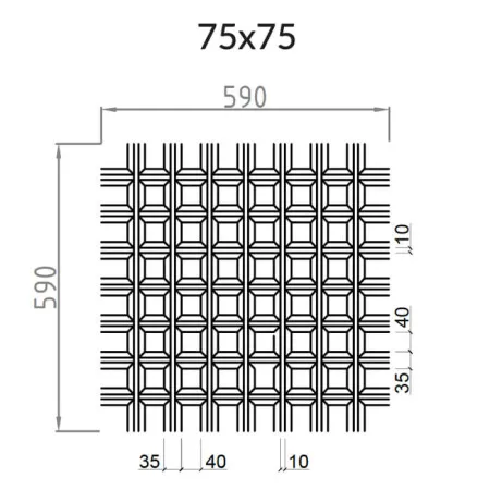 Грильято Пирамидальный ячейка 75х75мм, черный, высота 35 мм, ширина 10 мм