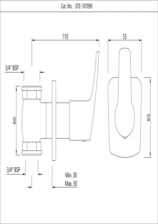 Настенный запорный клапан Essco Stella STE-CHR-107099 Хром