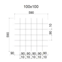 Грильято ячейка 100x100, высота 50 мм, ширина 10 мм, металлик матовый