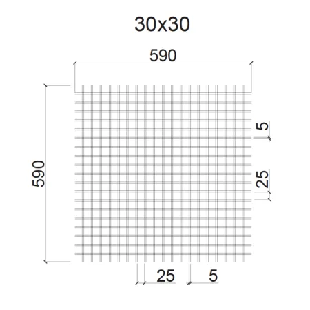 Грильято ячейка 30х30, высота 30 мм, ширина 5 мм, металлик матовый