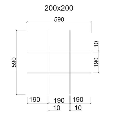 Грильято ячейка 200x200, высота 30 мм, ширина 5 мм, супер-хром