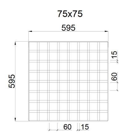 Грильято GL-15 ячейка 75x75, высота 47 мм, ширина 15 мм, белый матовый