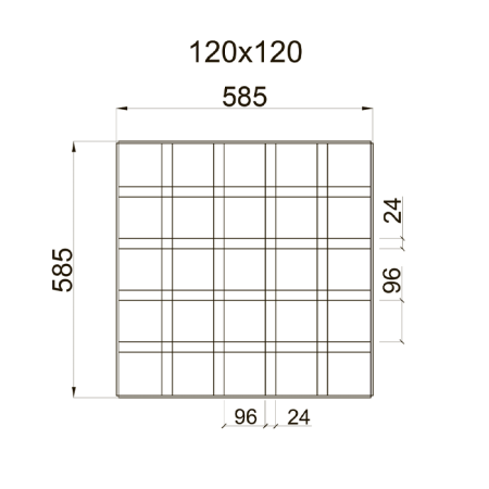 Грильято GL-24 PRIM ячейка 120x120, высота 34 мм, ширина 24 мм, окраска по RAL