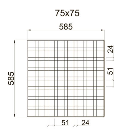Грильято GL-24 PRIM ячейка 75x75, высота 34 мм, ширина 24 мм, окраска по RAL