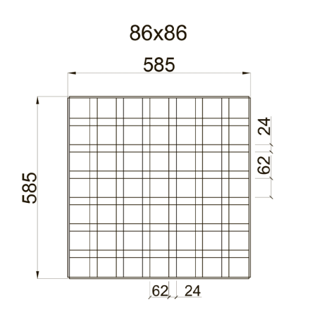 Грильято GL-24 ячейка 86x86, высота 34 мм, ширина 24 мм, окраска по RAL
